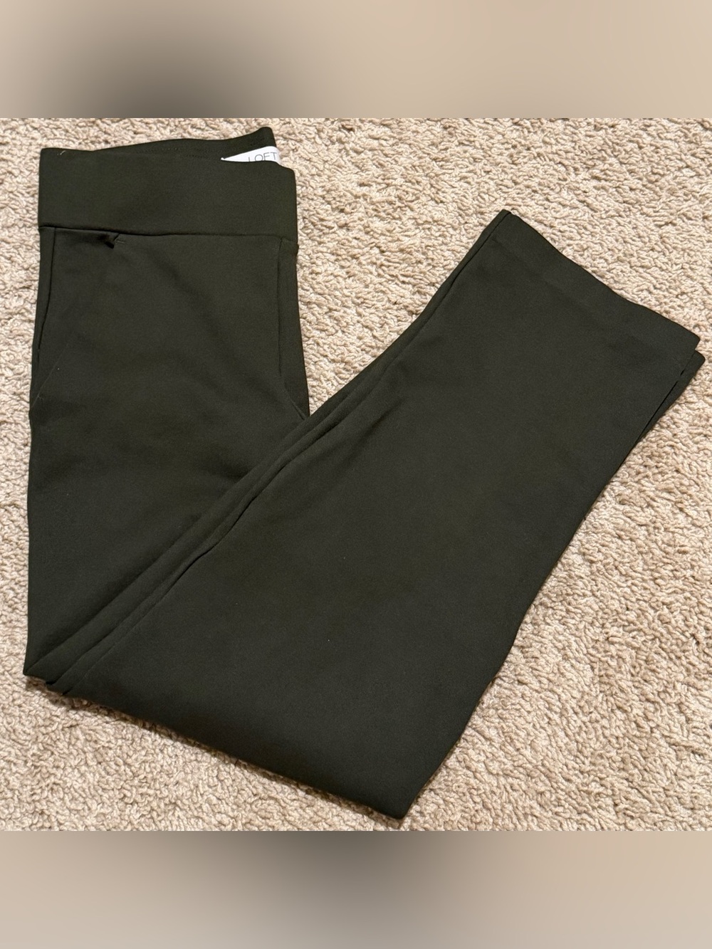 LOFT Ann Taylor Size XXS Petite Olive Green Pull On Dress Pants Stretch Career